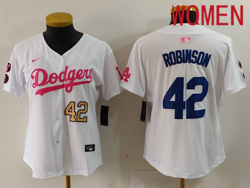 Women Los Angeles Dodgers #42 Robinson White joint name 2024 Nike MLB Jersey style 9123